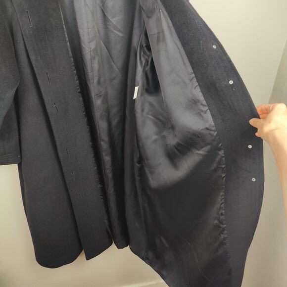 Vintage Orchidea Angora Wool Coat Womens 9‎ Medium Black Button Funnel Neck - Picture 7 of 11